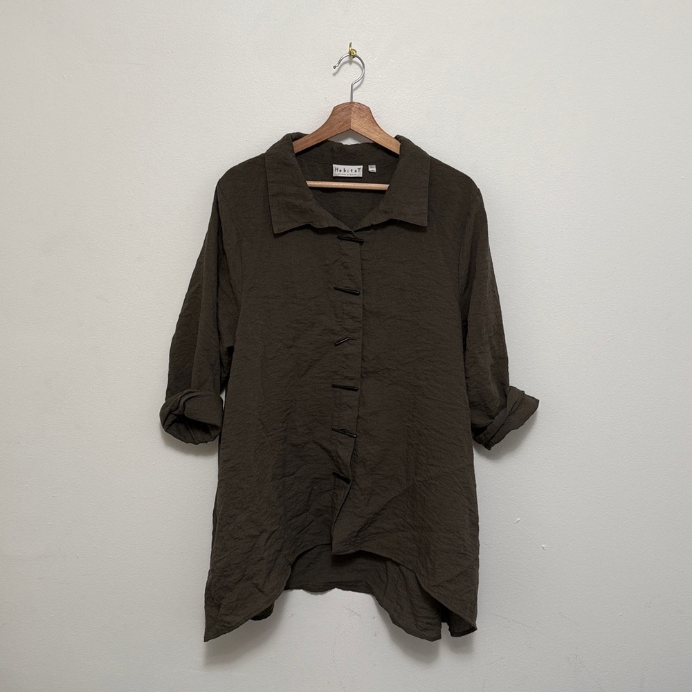 Habitat Olive Linen Button Down Shirt